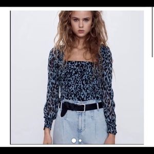 Zara Top | Blue Leopard | crop  | XXL | NWT